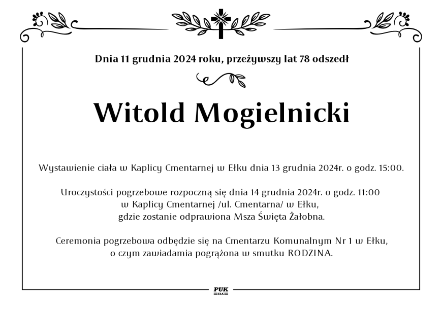 Witold Mogielnicki - nekrolog